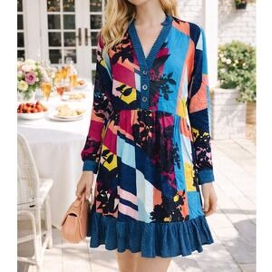 FP2 Anthropologie Gillian Abstract Shirtdress  Maeve Small $150 Tunic Fall Dress
